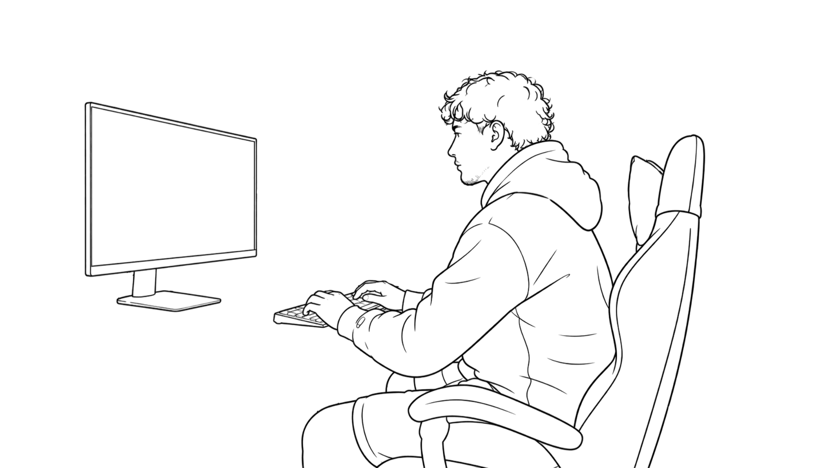 Illustrazione: Lorenzo al computer